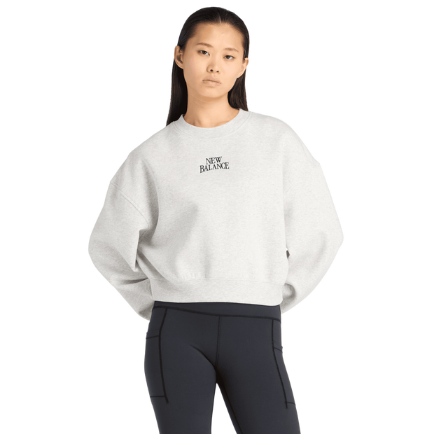 New-Balance-fleece-Sweatshirts-Dames-Grijs-Maat-XL-Katoen-Jersey