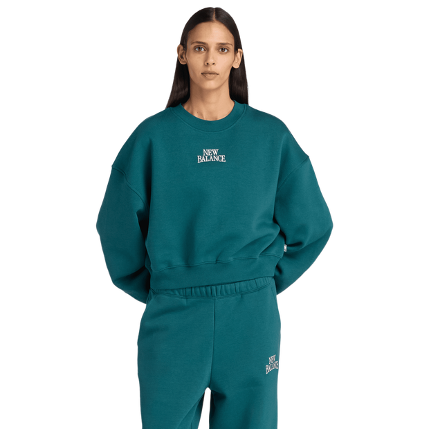 New Balance fleece Sweatshirts Dames - Groen - Maat XL - Katoen Jersey
