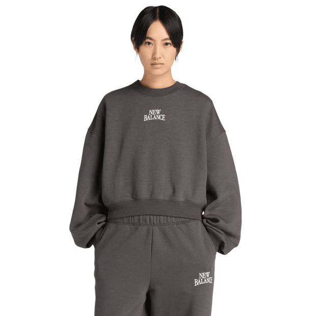 New-Balance-fleece-Sweatshirts-Dames-Zwart-Maat-XL-Katoen-Jersey