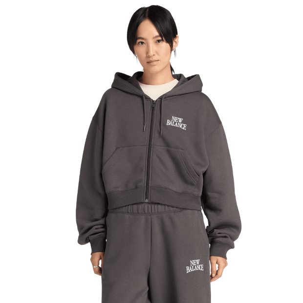 New-Balance-fleece-Trainingspakken-Dames-Zwart-Maat-L-Katoen-Jersey