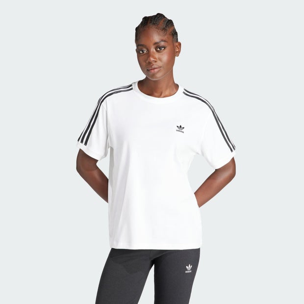 Adidas 3 stripes T-shirts Dames - Wit - Maat 42/XL - Katoen Jersey